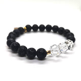 Vintage Chandelier Crystal Lava Rock Bracelet