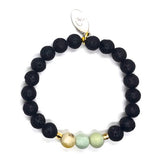 Frosted Amazonite and Lava Rock Stretch Bracelet