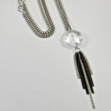 Large Vintage Crystal Pendant Necklace with Tassels