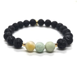 Frosted Amazonite and Lava Rock Stretch Bracelet