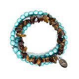 Turquoise & Tiger Eye Stretch Bracelet Set
