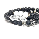 White Jade Lava Rock Stretch Bracelet