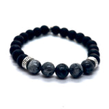 Labradorite and Lava Rock Stretch Bracelet