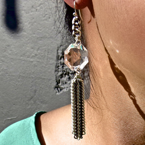 Vintage Crystal Drop Tassel Earrings