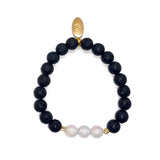 White Jade Lava Rock Stretch Bracelet