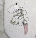 Rose Quartz Claw Pendant on a Vintage Pearl Sterling Silver Chain.